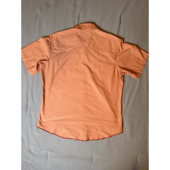 Wrangler Men's Large Wrancher Short Sleeve Snap Button Western Shirt Orange - Picture 7 of 7